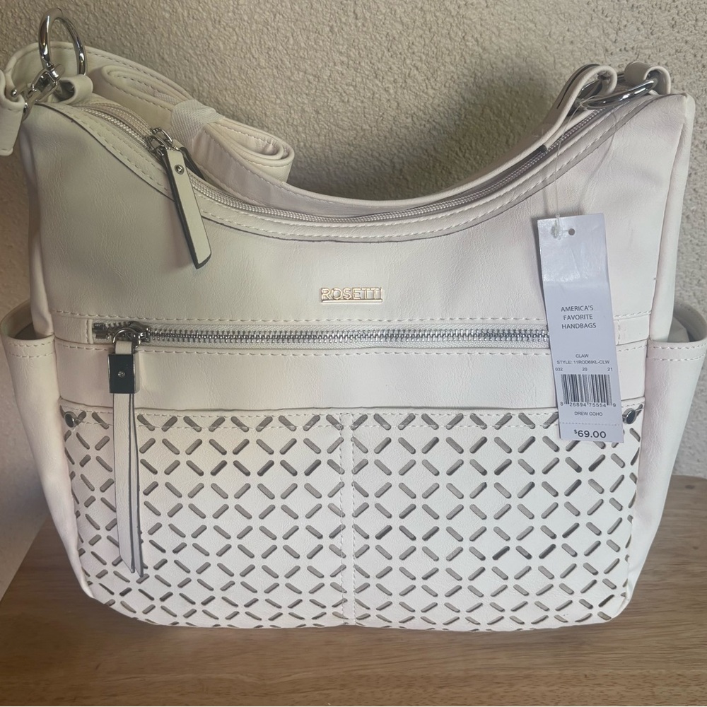 Rosetti Cream Shoulder Bag with Silver Accents
